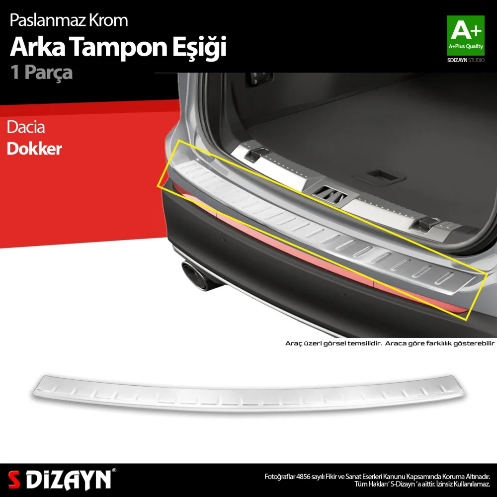 Drs Tuning Dacia Dokker Krom Arka Tampon Eşiği 2012 Üzeri A+ Kalite
