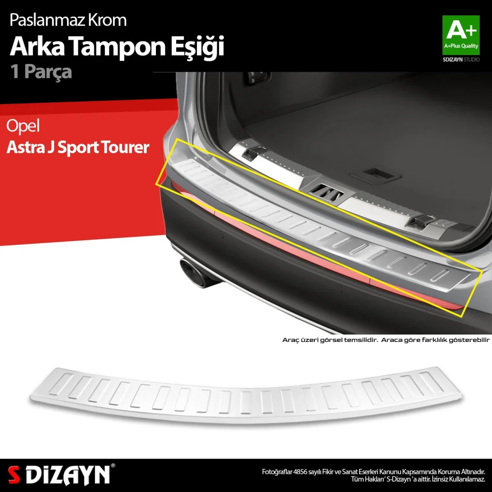 Drs Tuning Opel Astra J Sport Tourer Krom Arka Tampon Eşiği 2010-2014 A+ Kalite