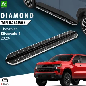 Chevrolet Silverado T1Xx 2020 Ve Sonrası Uzun Şase Diamond Krom Yan Basamak 253 Cm A+ Kalite