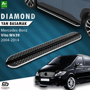 S-Dizayn Mercedes Vito W639 Uzun Şase Diamond Krom Yan Basamak 253 Cm 2004-2014 A+ Kalite thumb 1