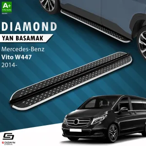 S-Dizayn Mercedes Vito W447 Uzun Şase Diamond Krom Yan Basamak 253 Cm 2014 Üzeri A+ Kalite thumb 1