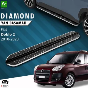 S-Dizayn Fiat Doblo 2 Uzun Şase Diamond Krom Yan Basamak 223 Cm 2010-2023 A+ Kalite thumb 1