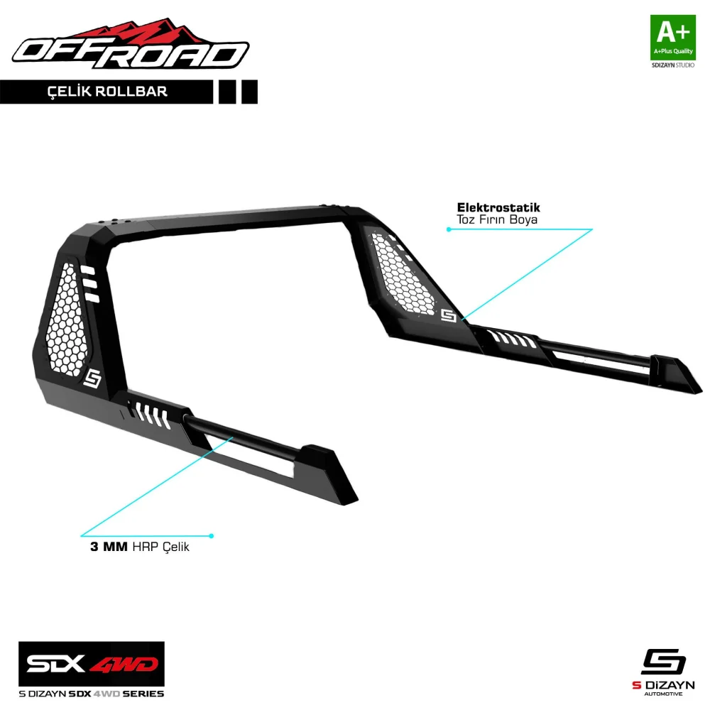 S-Dizayn SDX 4WD Off Road Ford Ranger 4 Çelik Roll Bar V1 2023 Üzeri
