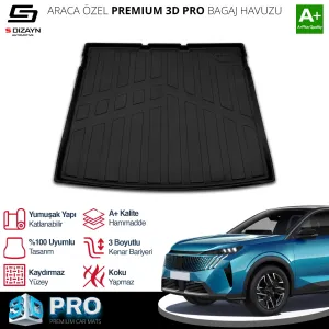 s-dizayn uyumlu Peugeot 3008 Hybrid 3D Pro Bagaj Havuzu 2024 Üzeri A+ Kalite modelleri Oto Aksesuar Shop'de. Kaliteli malzeme, hızlı kargo ve güvenli