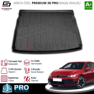 Volkswagen Golf 8 3D Pro Bagaj Havuzu Üst Bagaj 2020 Üzeri A+ Kalite