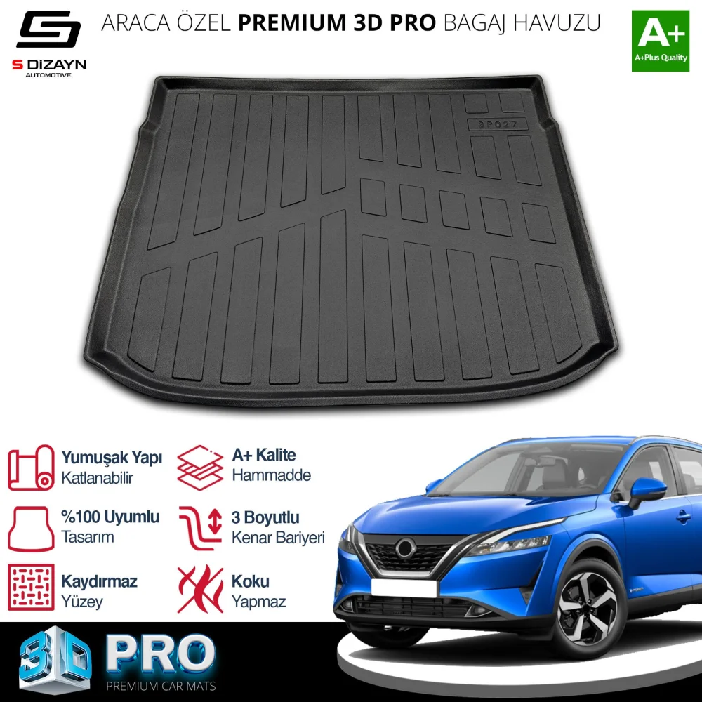 S-Dizayn Nissan Qashqai E-Power 3D Pro Bagaj Havuzu Üst Bagaj 2021 Üzeri A+ Kalite