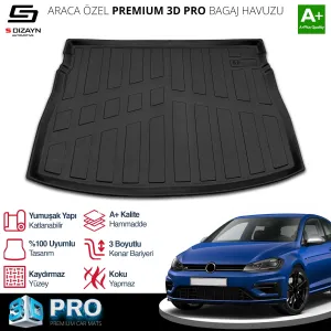 S-Dizayn VW Golf 7 3D Pro Bagaj Havuzu Üst Bagaj 2012-2020 A+ Kalite thumb 1