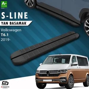 S-Dizayn VW Transporter T6.1 Uzun Şase S-Line Siyah Yan Basamak 253 Cm 2019-2025 A+ Kalite thumb 1