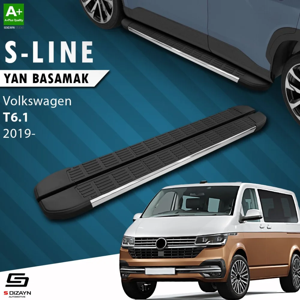 S-Dizayn VW Transporter T6.1 Kısa Şase S-Line Krom Yan Basamak 213 Cm 2019-2025 A+ Kalite