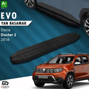 Dacia Duster 2017-2024 (HM) uyumlu 2 Evo Siyah Yan Basamak 183 Cm 2018-2023 A+ Kalite modelleri Oto Aksesuar Shop'de. Kaliteli malzeme, hızlı kargo ve güvenli