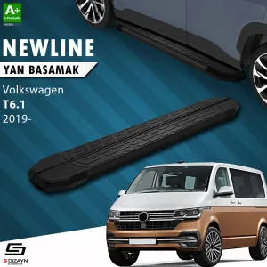 S-Dizayn VW Transporter T6.1 Kısa Şase NewLine Siyah Yan Basamak 213 Cm 2019-2025 A+ Kalite thumb 1