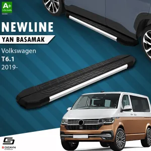 S-Dizayn VW Transporter T6.1 Kısa Şase NewLine Krom Yan Basamak 213 Cm 2019-2025 A+ Kalite thumb 1