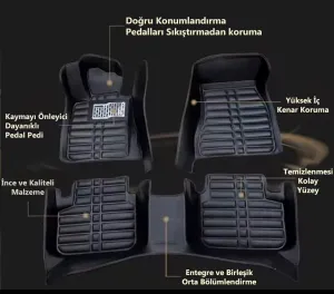 Peugeot 5008 Uyumlu 2017 Sonrası 5D Havuzlu Karbon Dizayn Paspas Seti thumb 3