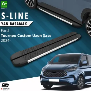 S-Dizayn Ford Tourneo Custom 2 Uzun Şase S-Line Aluminyum Yan Basamak 263 Cm 2023 Üzeri A+ Kalite thumb 1