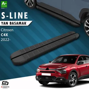 Citroen C4 / C4X 2022-Günümüz uyumlu C4 X S-Line Siyah Yan Basamak 183 Cm 2022 Üzeri A+ Kalite modelleri Oto Aksesuar Shop'de. Kaliteli malzeme, hızlı kargo ve