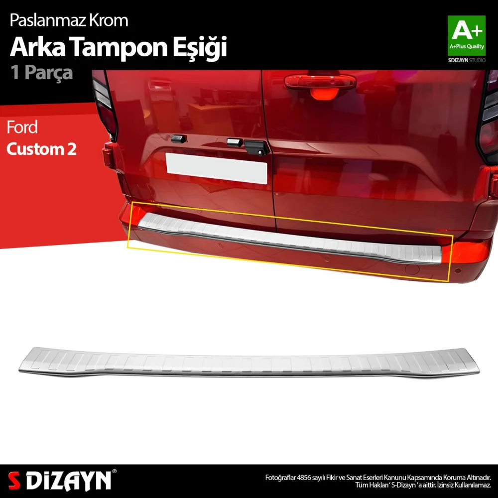 Drs Tuning Ford Tourneo Custom Krom Arka Tampon Eşiği 2023 Üzeri A+ Kalite