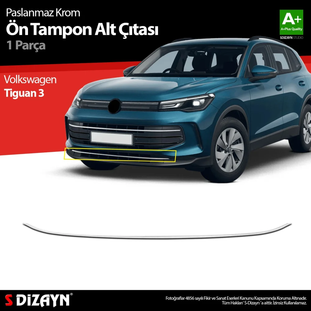 Drs Tuning VW Tiguan 3 Krom Ön Tampon Alt Çıtası 2024 Üzeri A+ Kalite