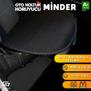 S-Dizayn Oto Koltuk Koruyucu Alt Minder Siyah Universal 2+1 Parça Ön Arka A+ Kalite - Görsel 2