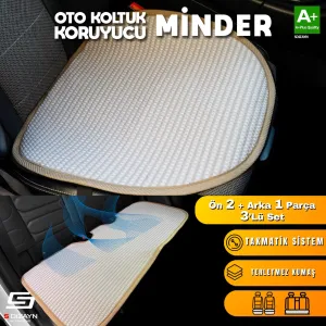 S-Dizayn Oto Koltuk Koruyucu Alt Minder Krem Universal 2+1 Parça Ön Arka A+ Kalite - Görsel 2