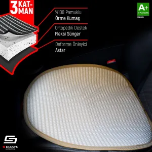 S-Dizayn Oto Koltuk Koruyucu Alt Minder Krem Universal 2+1 Parça Ön Arka A+ Kalite - Görsel 3