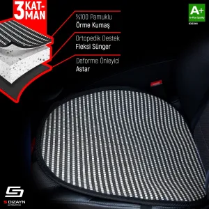 S-Dizayn Oto Koltuk Koruyucu Alt Minder Çizgili Füme Beyaz Universal 2+1 Parça Ön Arka A+ Kalite thumb 3