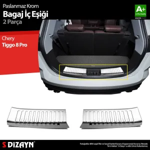 s-dizayn uyumlu Chery Tiggo 8 Pro Krom Bagaj İç Eşiği 2022 Üzeri A+ Kalite modelleri Oto Aksesuar Shop'de. Kaliteli malzeme, hızlı kargo ve güvenli alışverişle