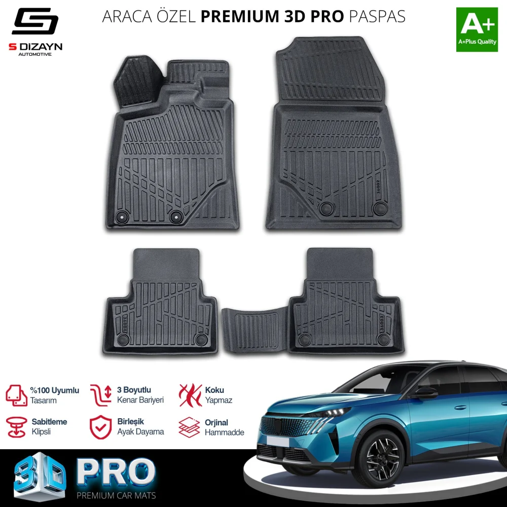 Drs Tuning Peugeot 3008 3 Elektrikli 3D Pro Havuzlu Paspas 2024 Üzeri A+ Kalite