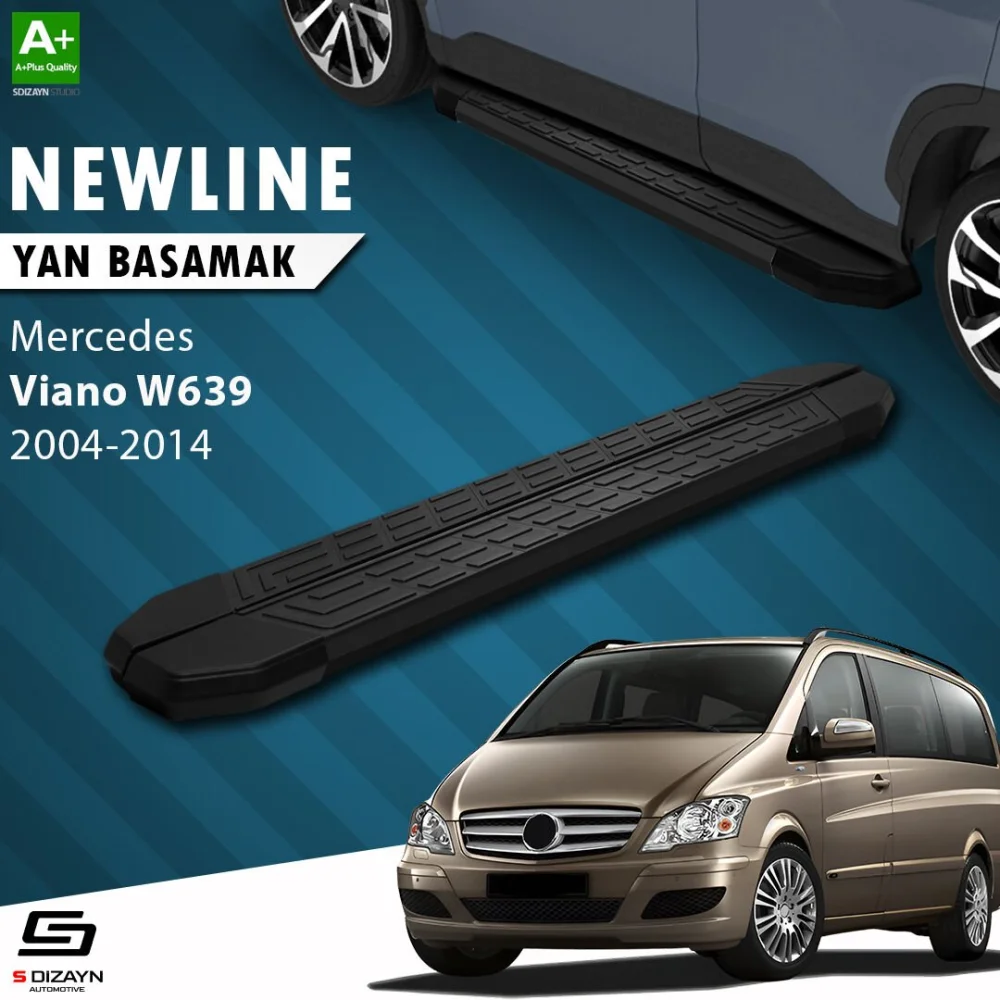 S-Dizayn Mercedes Viano W639 Uzun Şase NewLine Siyah Yan Basamak 253 Cm 2004-2014 A+ Kalite