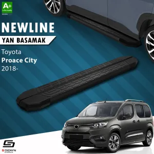 S-Dizayn Toyota Proace City Uzun Şase NewLine Siyah Yan Basamak 213 Cm 2018 Üzeri A+ Kalite thumb 1