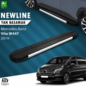 S-Dizayn Mercedes Vito W447 Uzun Şase NewLine Krom Yan Basamak 253 Cm 2014 Üzeri A+ Kalite thumb 1