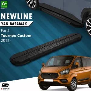 S-Dizayn Ford Tourneo Custom Kısa Şase NewLine Siyah Yan Basamak 203 Cm 2012-2023 A+ Kalite thumb 1