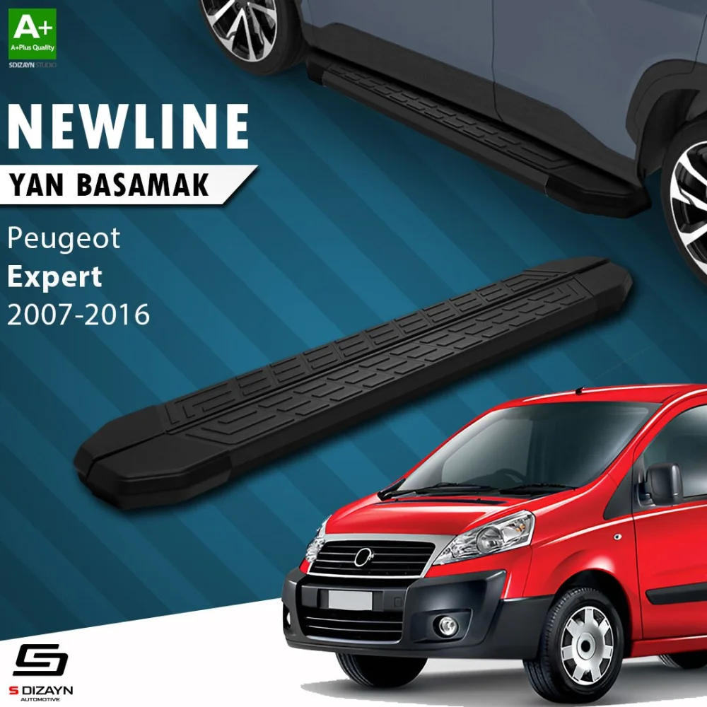S-Dizayn Peugeot Expert 2 Uzun Şase NewLine Siyah Yan Basamak 223 Cm 2007-2016 A+ Kalite