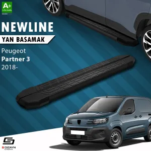 Peugeot Partner 2018-Günümüz (K9) uyumlu 3 Uzun Şase NewLine Siyah Yan Basamak 213 Cm 2018 Üzeri A+ Kalite modelleri Oto Aksesuar Shop'de. Kaliteli malzeme,