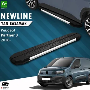 Peugeot Partner 2018-Günümüz (K9) uyumlu 3 Uzun Şase NewLine Krom Yan Basamak 213 Cm 2018 Üzeri A+ Kalite modelleri Oto Aksesuar Shop'de. Kaliteli malzeme,