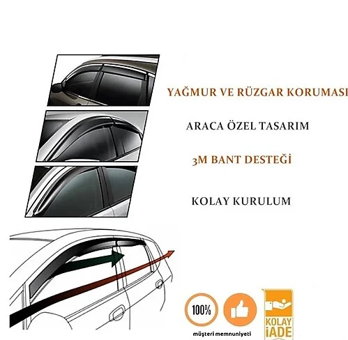 Toyota Hilux 2006-2014 4 Lü Set Cam Rüzgarlığı Ön Ve Arka Parça