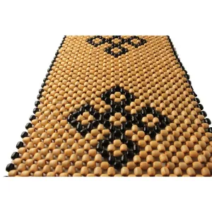 Başlıklı Ahşap Boncuklu Minder Kahve-Siyah / KLMN122 thumb 3