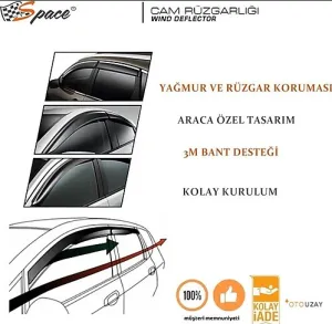 Kia Ceed 2006-2012 (ED) uyumlu Space Cam Rüzgarlığı 1.2mm / 2008-2010 4'lüSet / CARU376 modelleri Oto Aksesuar Shop'de. Kaliteli malzeme, hızlı kargo ve