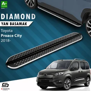 S-Dizayn Toyota Proace City Uzun Şase Diamond Krom Yan Basamak 213 Cm 2018 Üzeri thumb 1