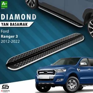 Ford Ranger P375/T6/P375 FL/T7/P375 FL2/T8 3 Diamond Krom Yan Basamak 203 Cm 2012-2022 A+ Kalite