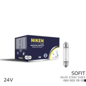 Niken uyumlu 24V Sofit Ampul 35X10 (C5W) Sv8.5 10 LU modelleri Oto Aksesuar Shop'de. Kaliteli malzeme, hızlı kargo ve güvenli alışverişle hemen inceleyin.