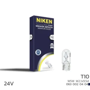 Niken uyumlu 24V T10 Park Ampulü (W5W)W2.1X9.5D 10 LU modelleri Oto Aksesuar Shop'de. Kaliteli malzeme, hızlı kargo ve güvenli alışverişle hemen inceleyin.