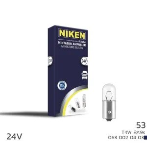 Niken uyumlu 24V 53 Ampul (T4W) BA9S 10 LU modelleri Oto Aksesuar Shop'de. Kaliteli malzeme, hızlı kargo ve güvenli alışverişle hemen inceleyin.
