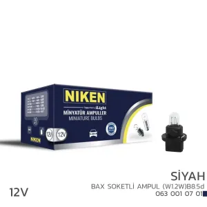 Niken uyumlu 12V Bax Soketli Ampul (W1.2W)B8.5d Siyah 10’Lu modelleri Oto Aksesuar Shop'de. Kaliteli malzeme, hızlı kargo ve güvenli alışverişle hemen