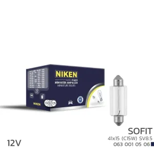 Niken uyumlu 12V Sofit Ampul 41X15 (C15W) Sv8.5 10 LU modelleri Oto Aksesuar Shop'de. Kaliteli malzeme, hızlı kargo ve güvenli alışverişle hemen inceleyin.