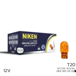 Niken uyumlu 12V T20 Ampul (WY21W) Amber W3X16S 10 LU modelleri Oto Aksesuar Shop'de. Kaliteli malzeme, hızlı kargo ve güvenli alışverişle hemen inceleyin.