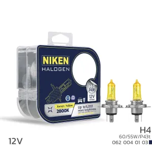 Niken uyumlu 12V H4 60/55W Sarı Işık Ampul P43t 2800K modelleri Oto Aksesuar Shop'de. Kaliteli malzeme, hızlı kargo ve güvenli alışverişle hemen inceleyin.