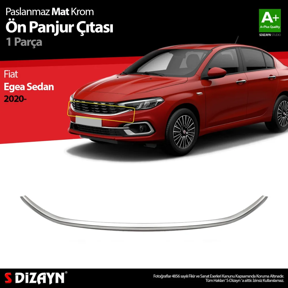 Drs Tuning Fiat Egea Sedan Krom Ön Panjur Çıtası 2020 Üzeri (Mat Krom) A+ Kalite