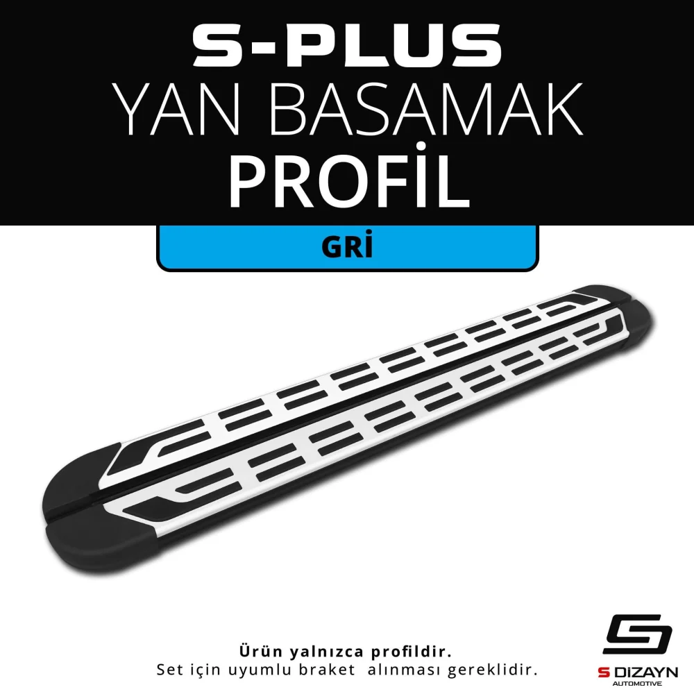 S-Plus Gri Yan Basamak Profil 183 Cm Etekli