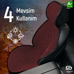 S-Dizayn Oto Koltuk Koruyucu Kılıf Çizgili Siyah Kırmızı Universal 2 Parça Ön A+ Kalite thumb 2