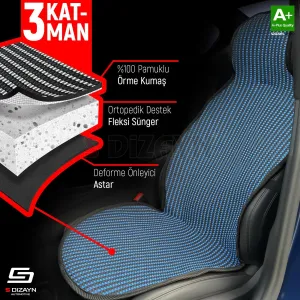 S-Dizayn Oto Koltuk Koruyucu Kılıf Çizgili Siyah Mavi Universal 2+1 Parça Ön Arka A+ Kalite thumb 3
